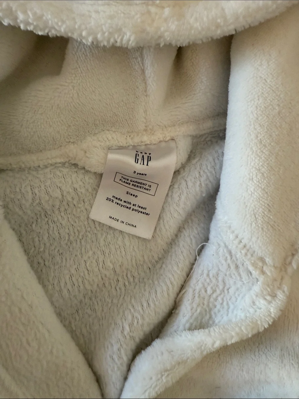 Baby Gap Gender Neutral Plush Hooded Bath Robe in Cream